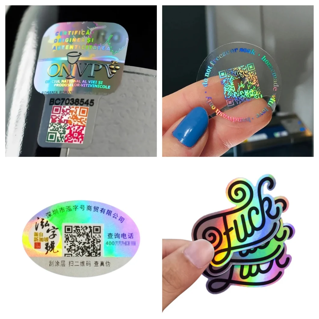 Custom Tamper Proof Qr Code Tags Scratch-off Anti-Counterfeit Label Unique Number Security Authenticity 3D Hologram Sticker