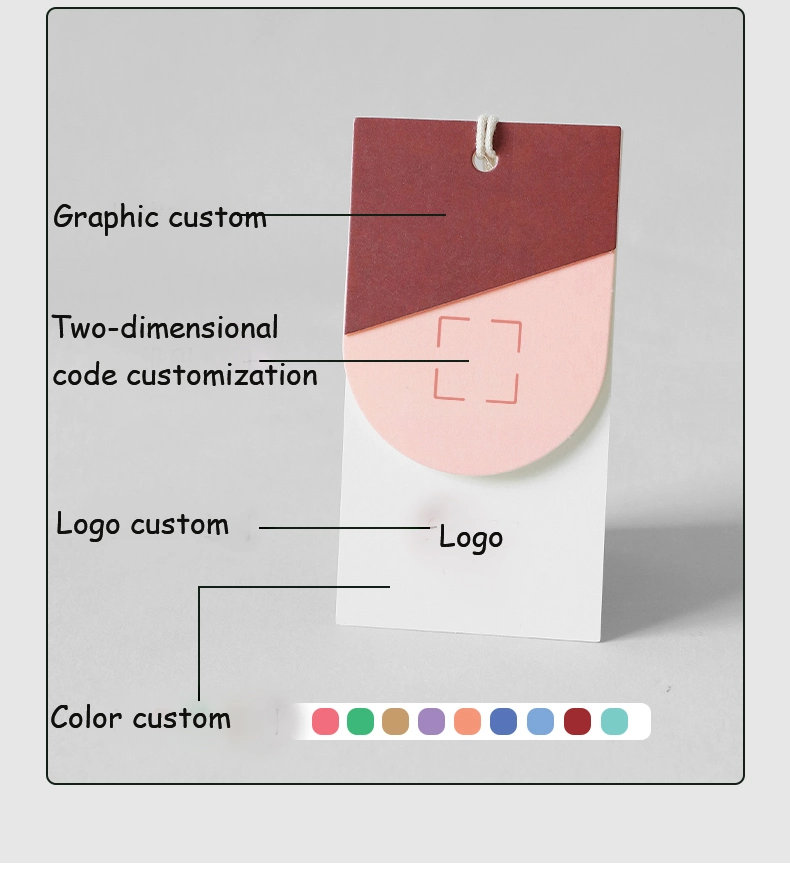 Design Custom Printing Name Logo Paper Garment Hang Tag Labels Clothing Tags