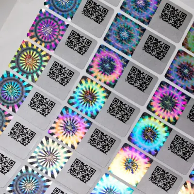 Custom Tamper Proof Qr Code Tags Scratch-off Anti-Counterfeit Label Unique Number Security Authenticity 3D Hologram Sticker