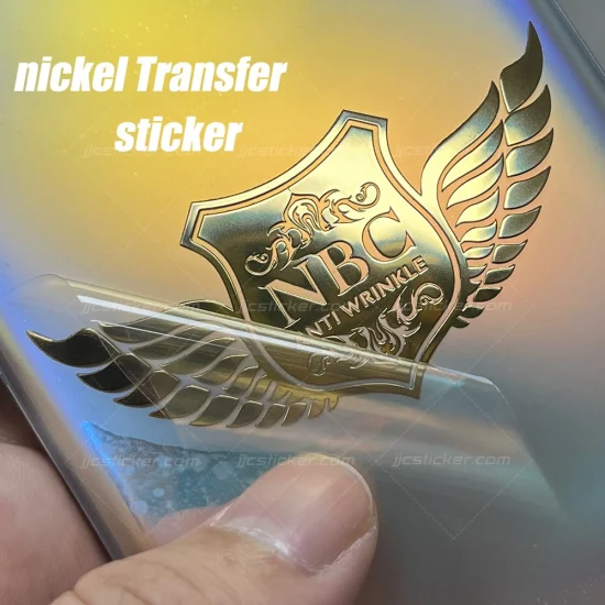 for Product Custom Printing Adhesive Label Nickel Logo Badge Transfer Metal Sticker