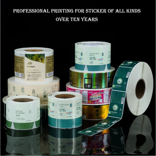 Self-Adhesive Custom Roll Packin Picture Label UV Printing Service Frozen Food Beauty Products Tag Brand Trademark PVC PE Pet Plastic Vinyl Packaging Stickers